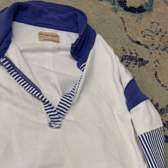 Free People Clean Prep Polo Viral Stripe Sweatshirt Large - Picture 3 of 3